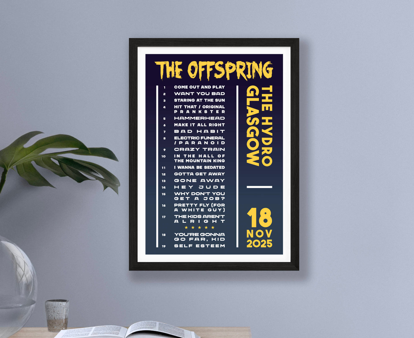 The Offspring 2025 Tour Setlist Poster