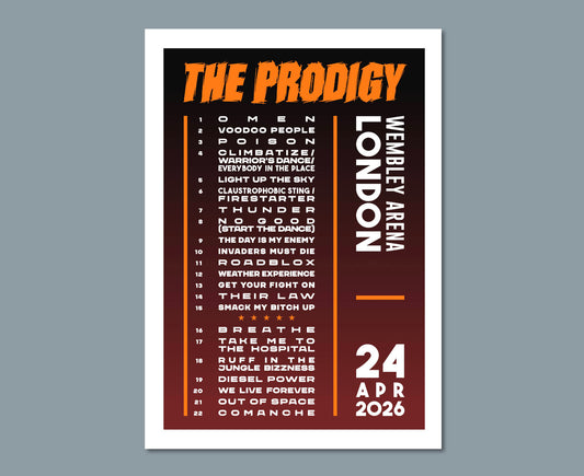 The Prodigy 2026 Tour Setlist Design