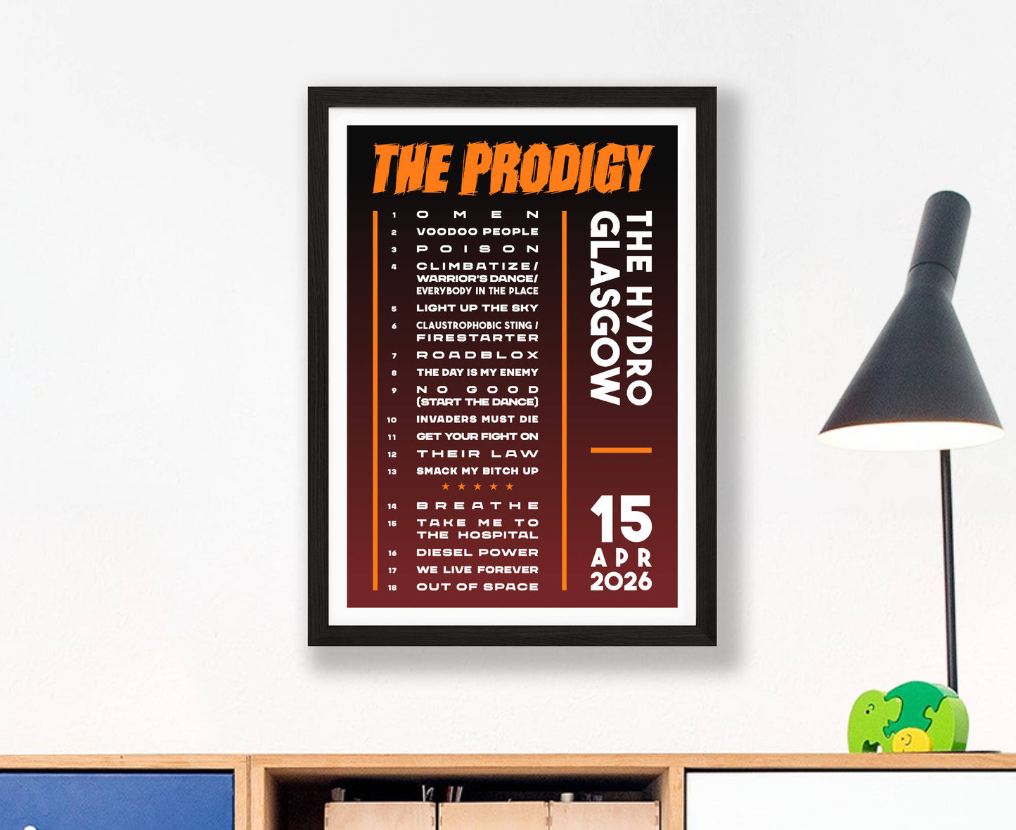 The Prodigy 2026 Tour Setlist Poster