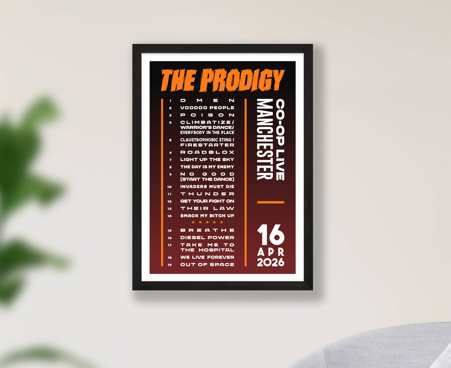 The Prodigy 2026 Tour Setlist Poster