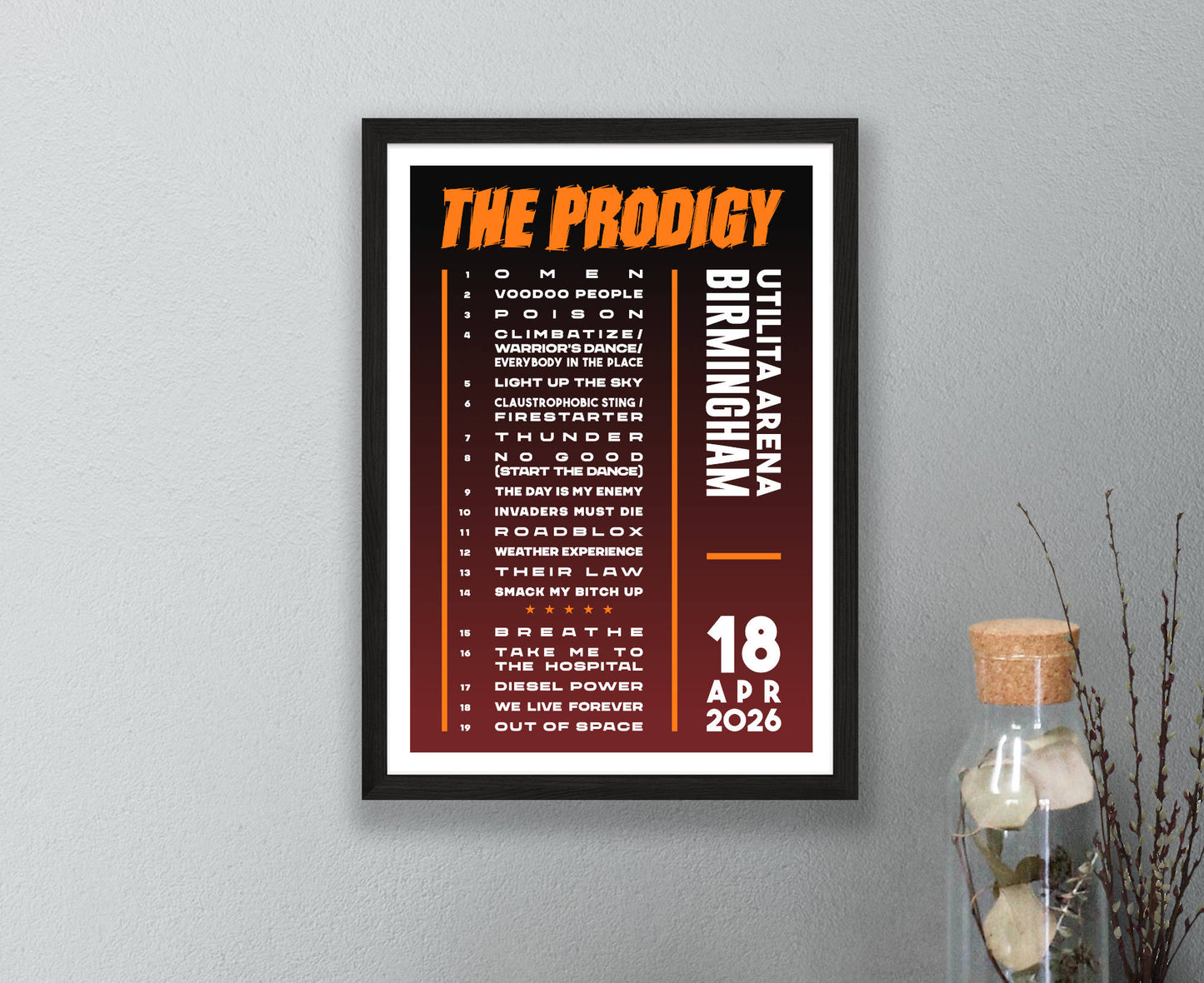 The Prodigy 2026 Tour Setlist Poster