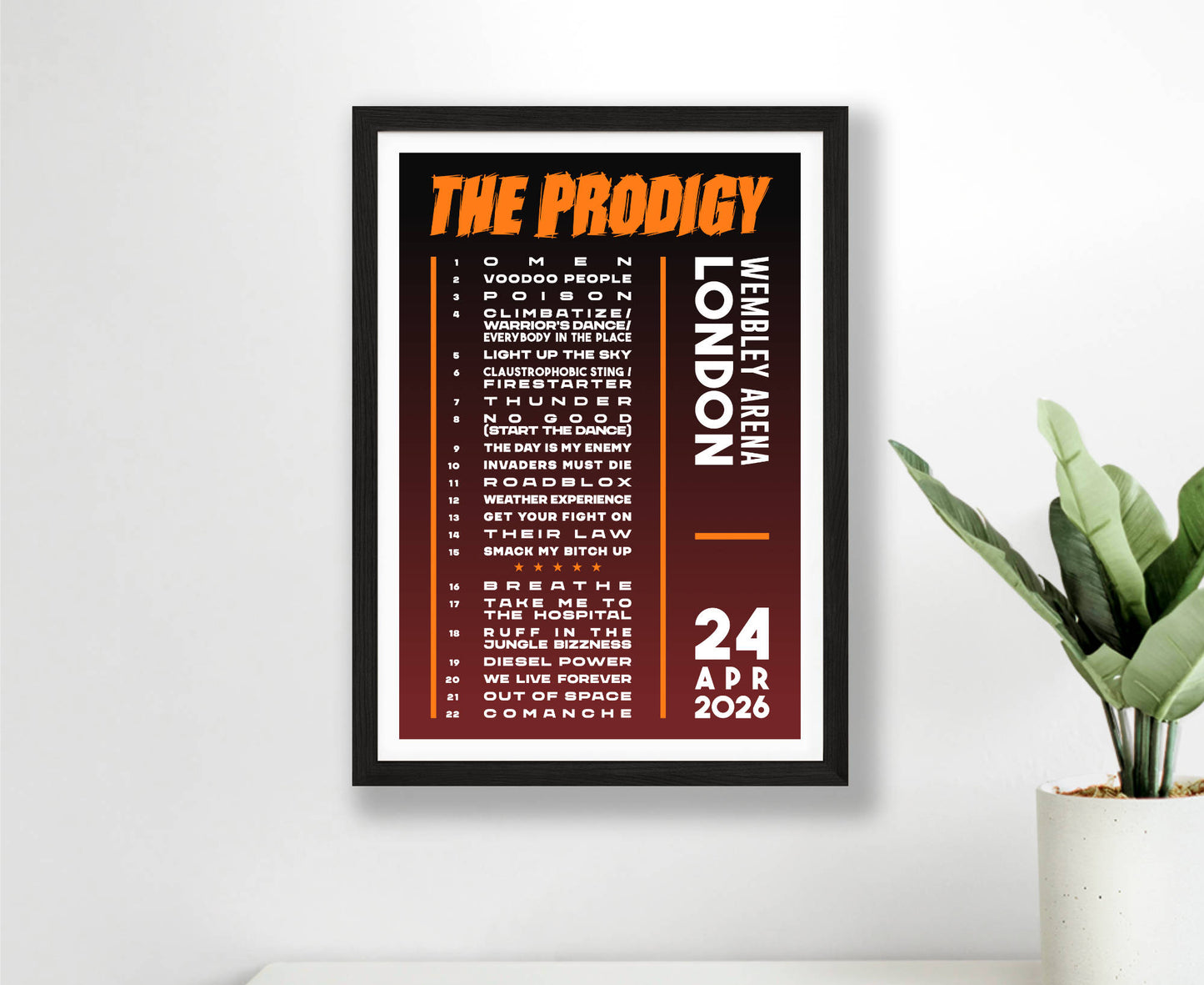 The Prodigy 2026 Tour Setlist Poster