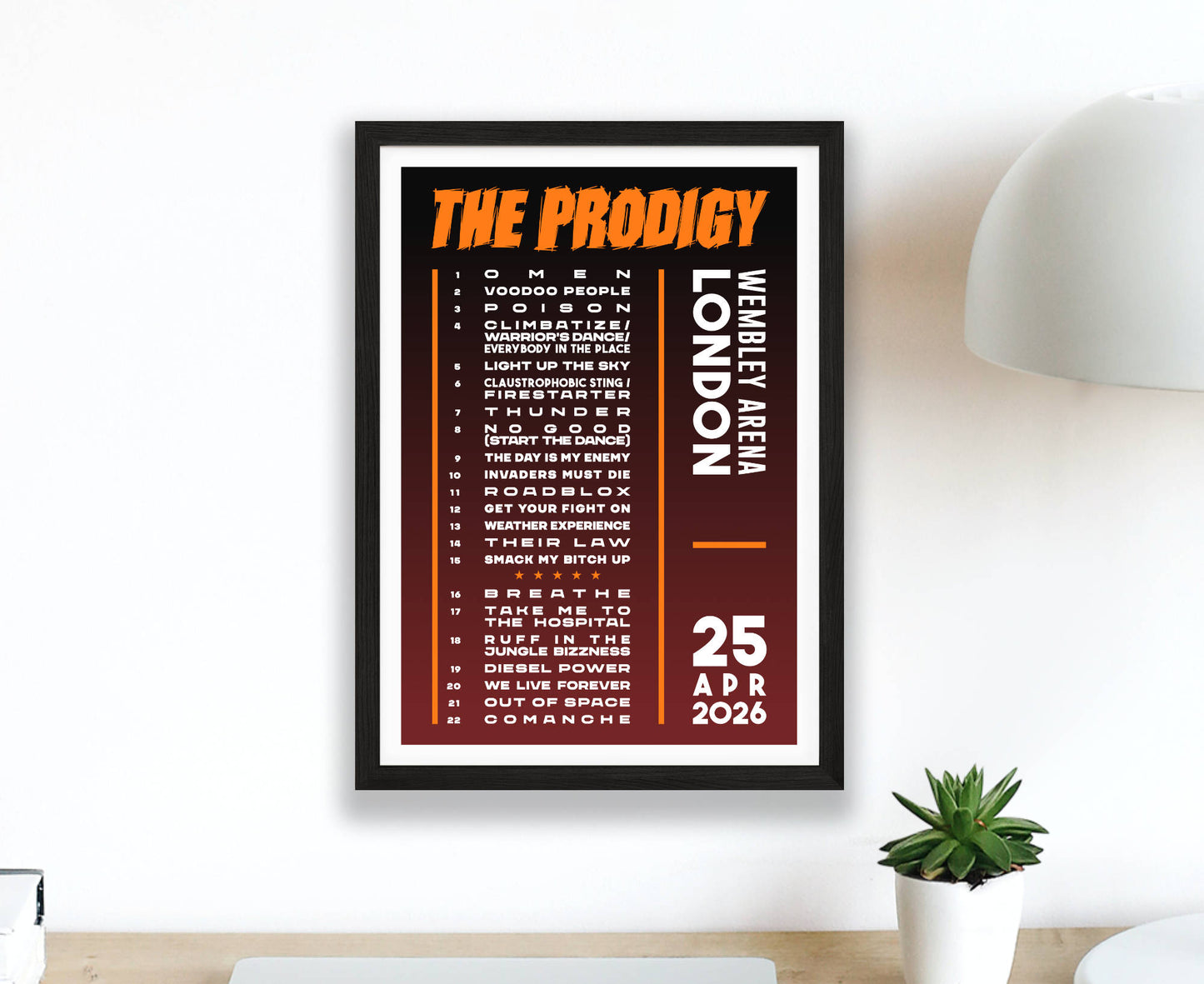 The Prodigy 2026 Tour Setlist Poster
