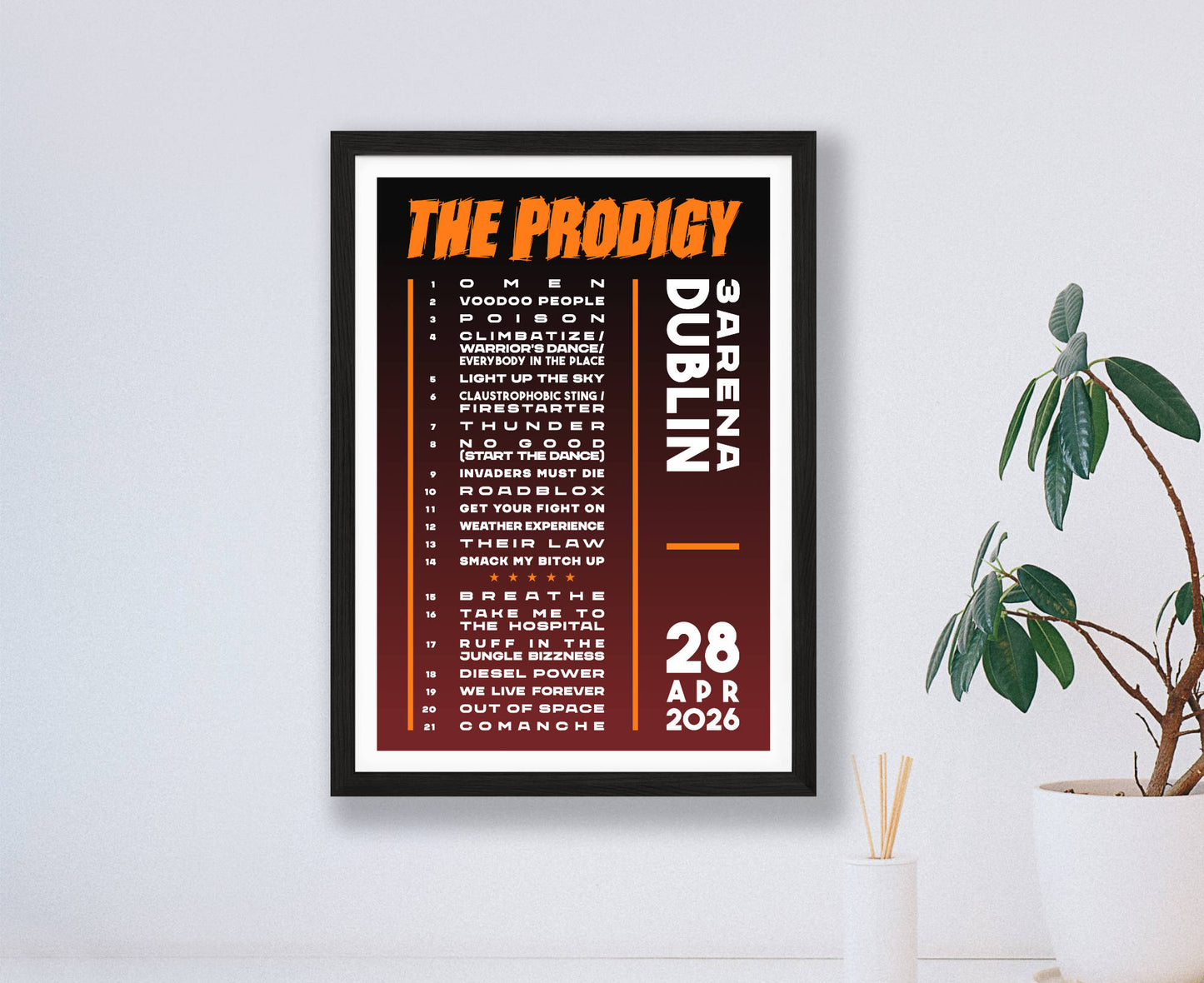 The Prodigy 2026 Tour Setlist Poster