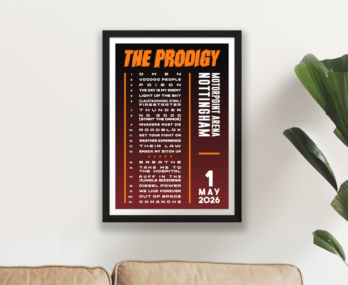 The Prodigy 2026 Tour Setlist Poster
