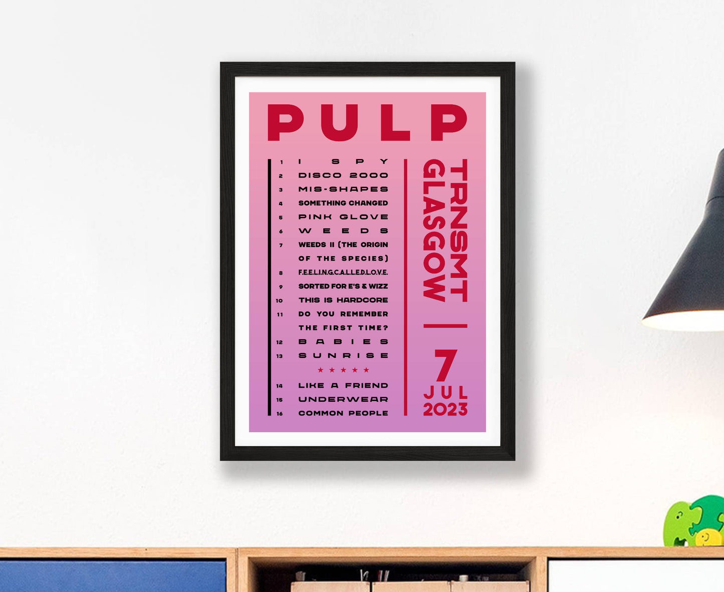 Pulp 2023 Tour Setlist Poster