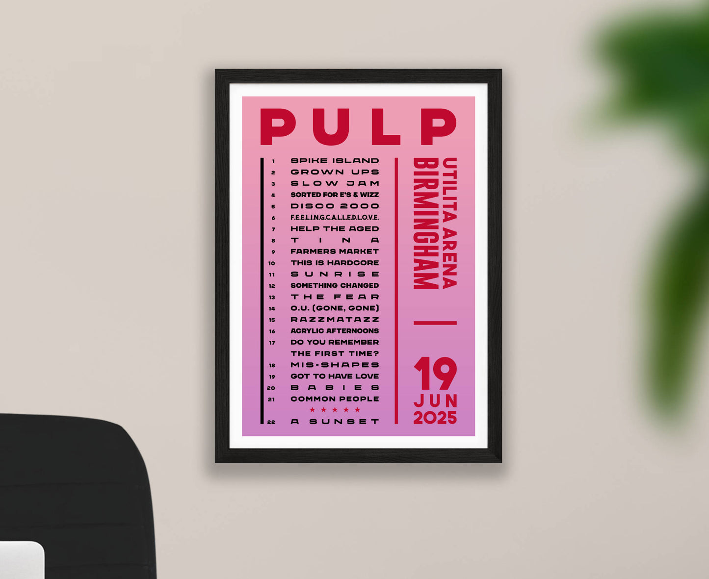 Pulp 2025 Tour Setlist Poster