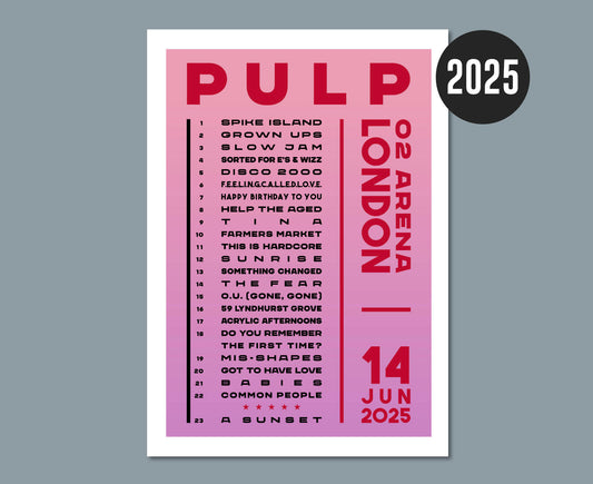 Pulp 2025 UK Tour Setlist Poster