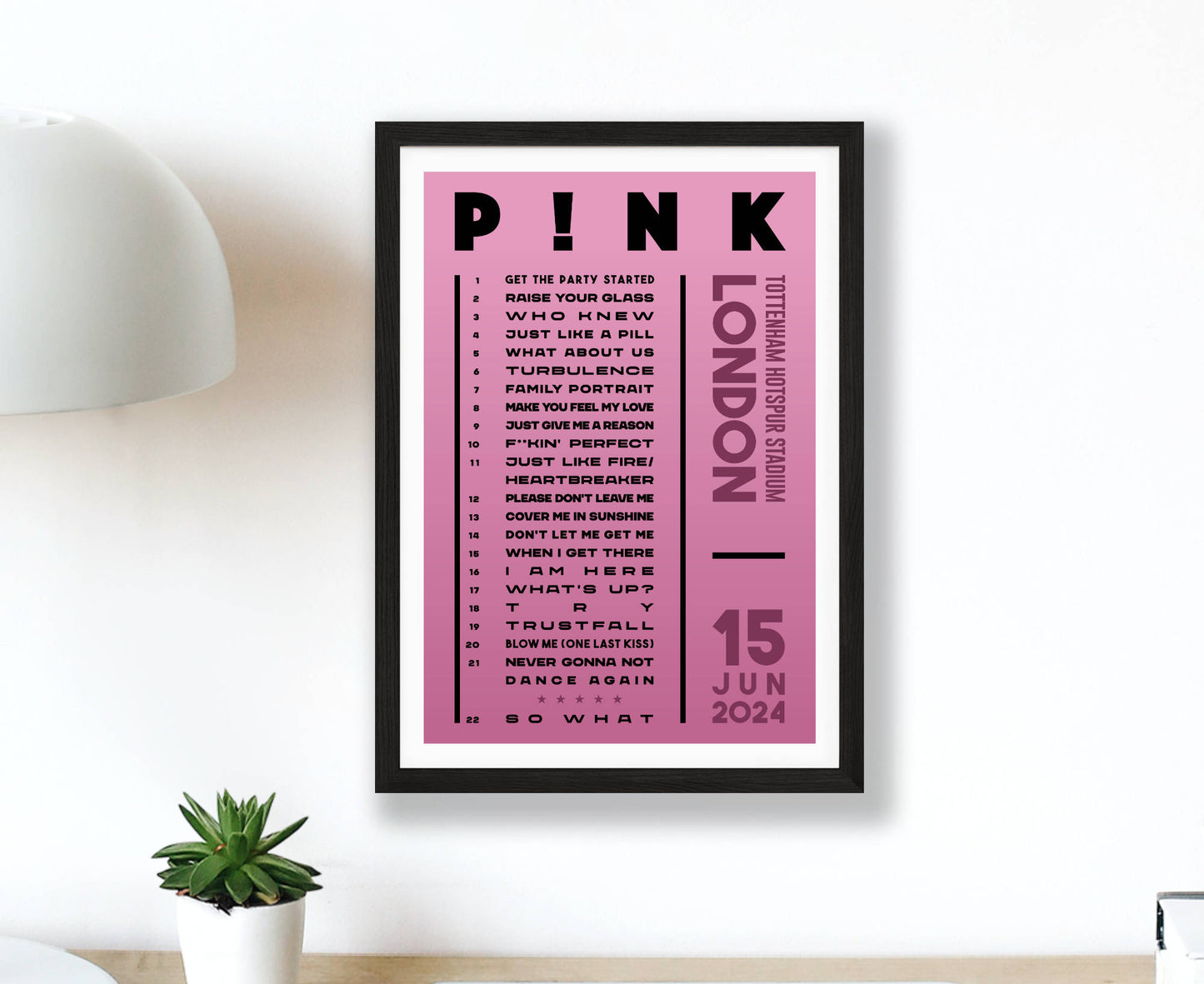 Pink 2024 Tour Setlist Poster