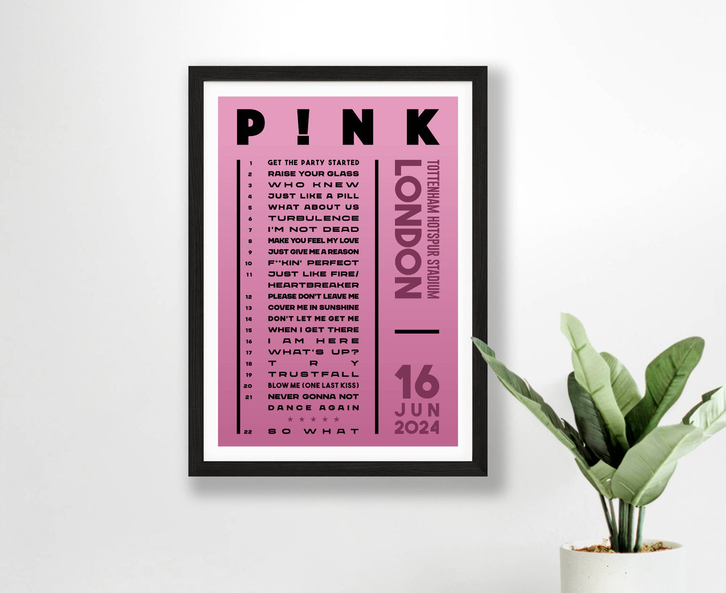 Pink 2024 Tour Setlist Poster