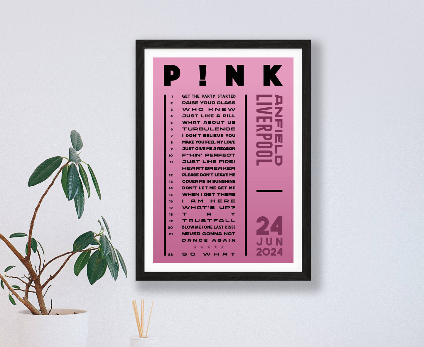 Pink 2024 Tour Setlist Poster