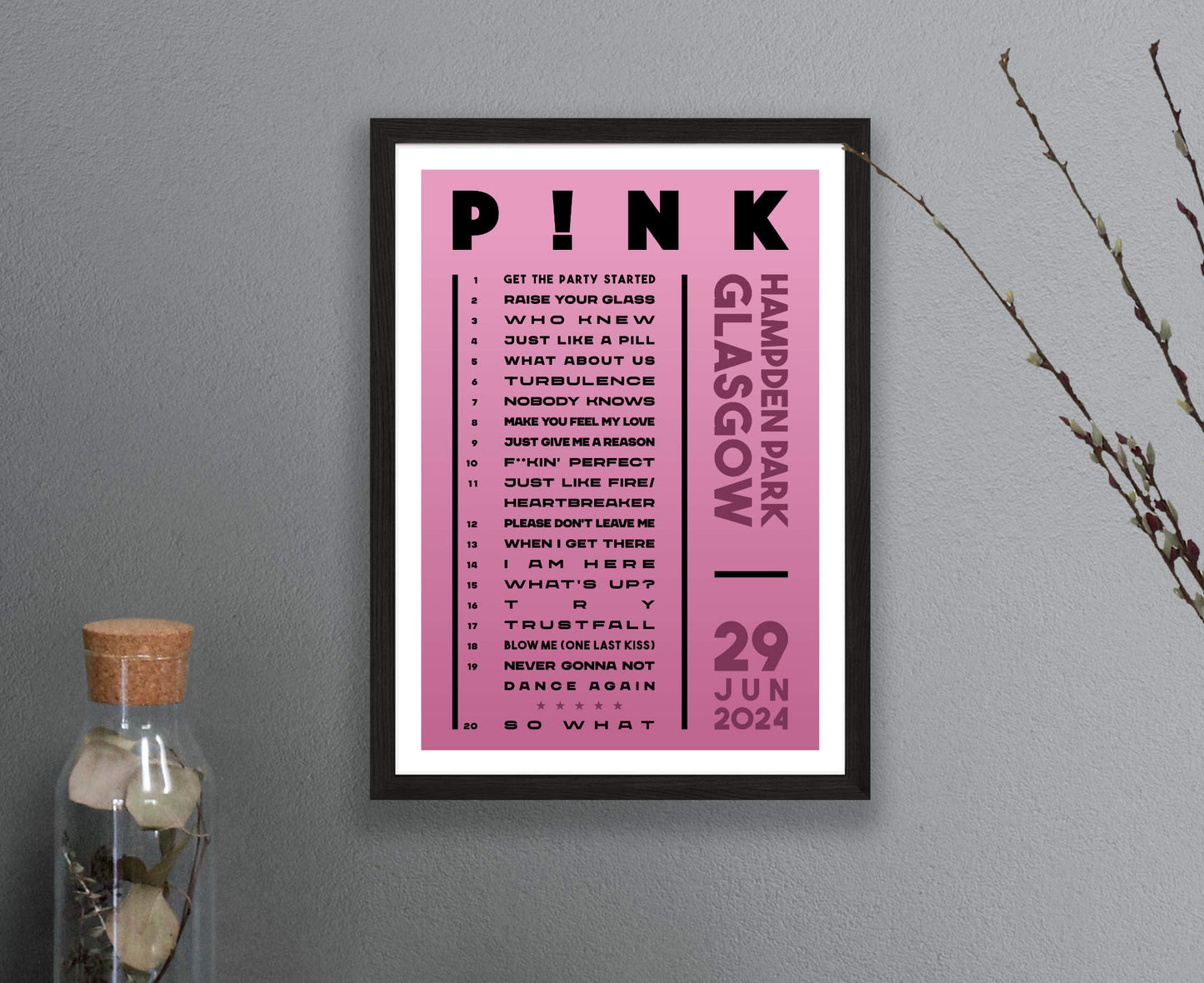 Pink 2024 Tour Setlist Poster