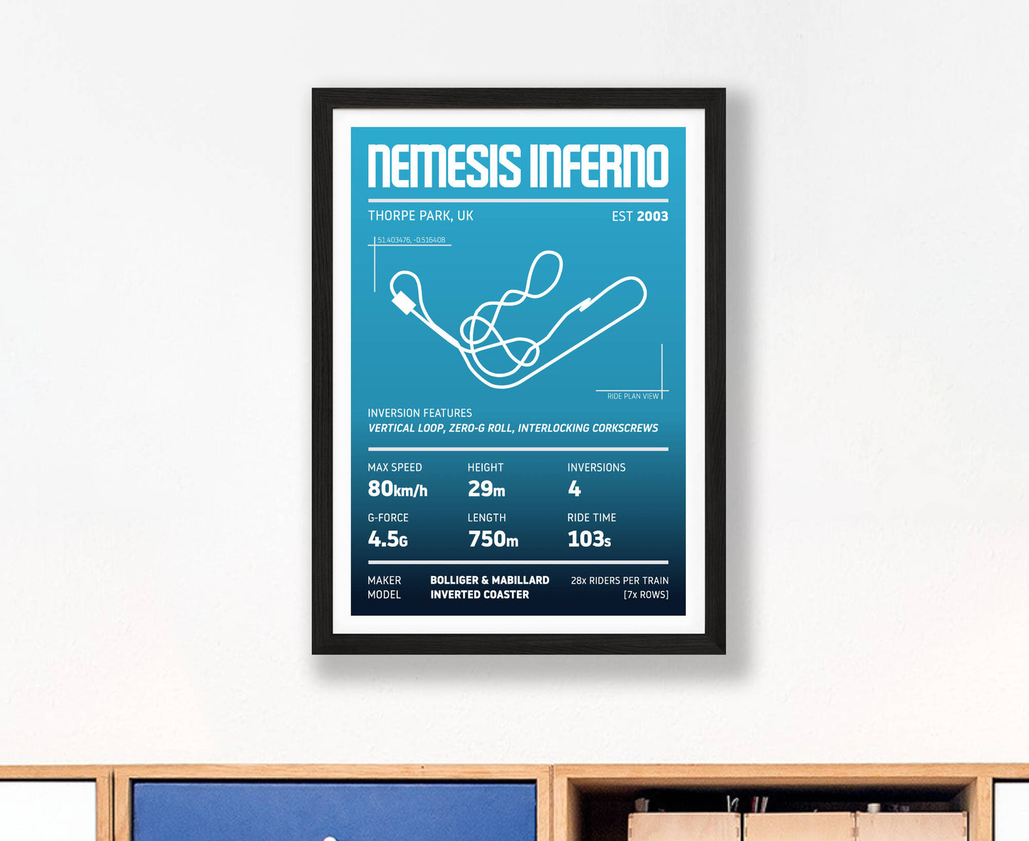 Nemesis Inferno Roller Coaster Stats Print