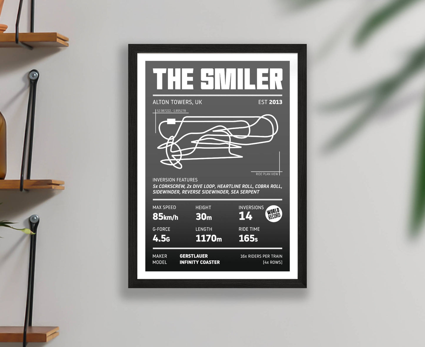 The Smiler Roller Coaster Stats Print