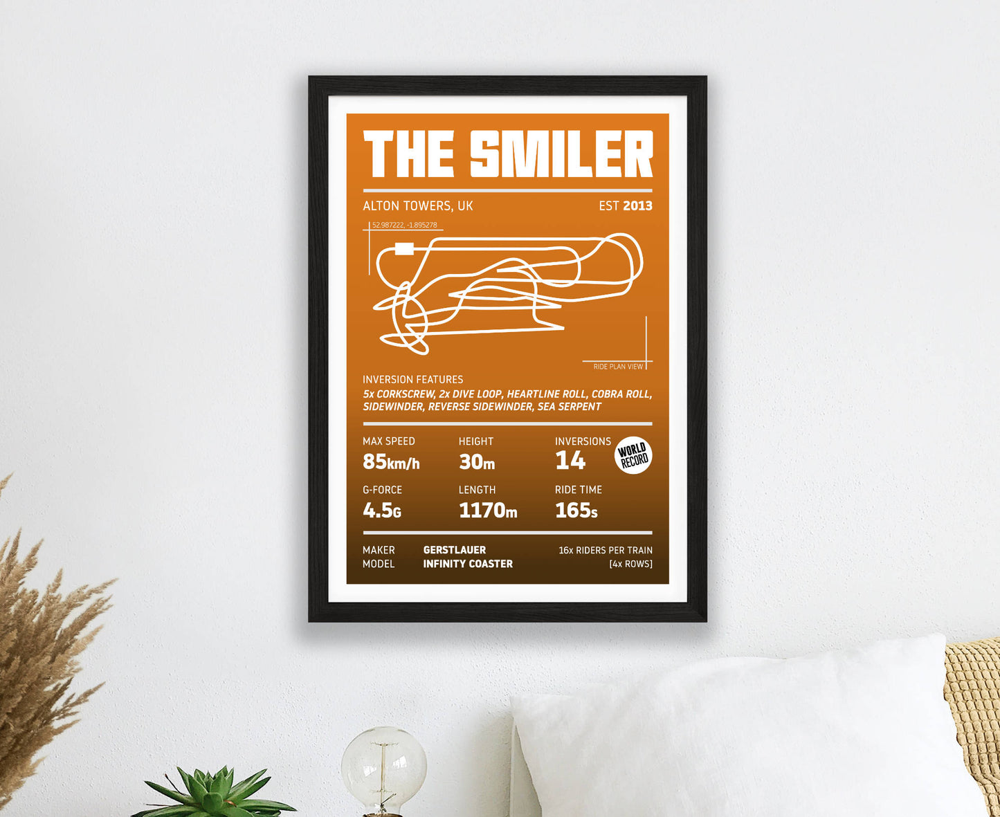The Smiler Roller Coaster Stats Print