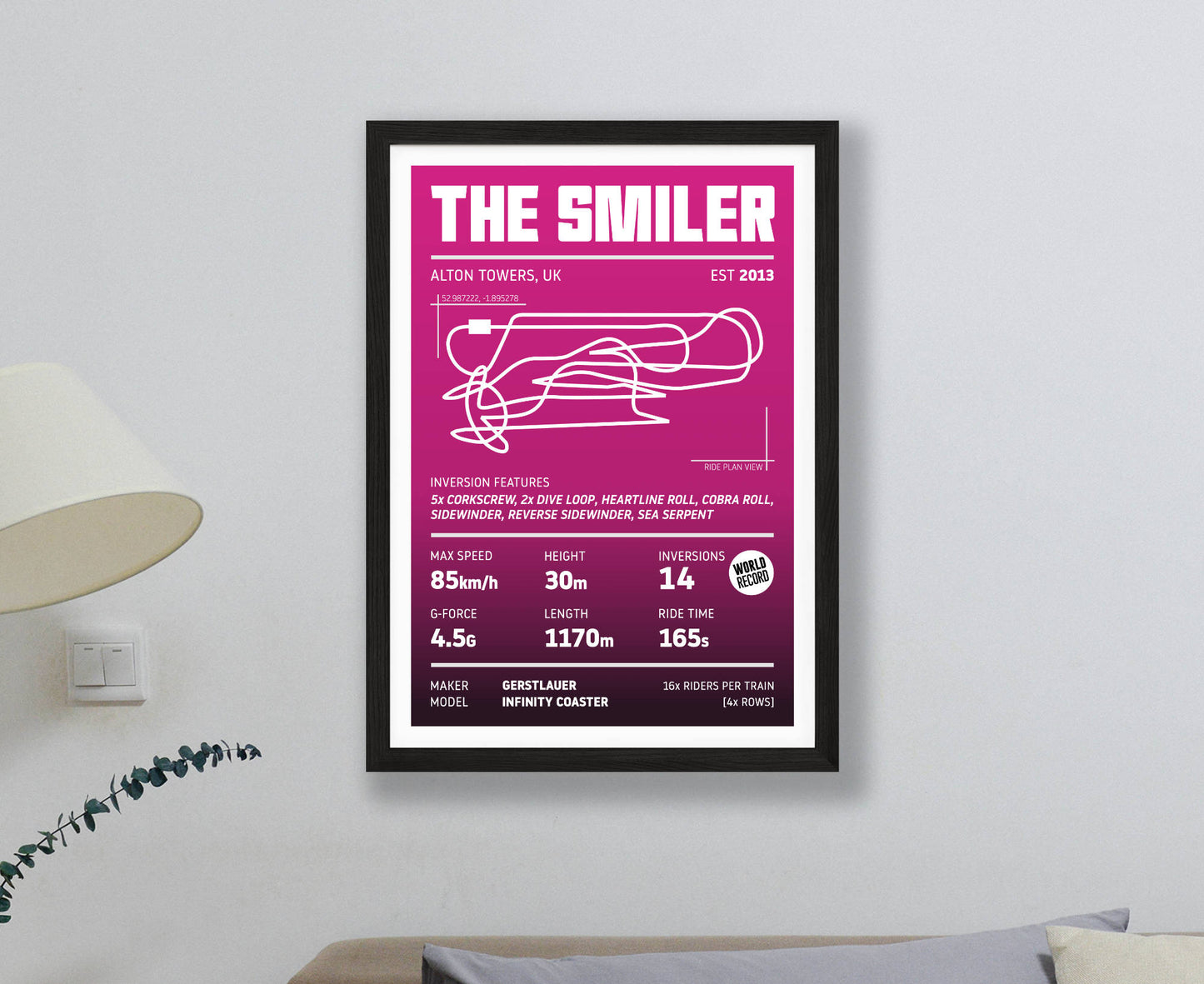 The Smiler Roller Coaster Stats Print