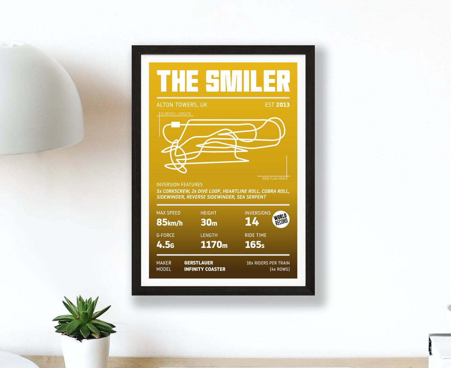 The Smiler Roller Coaster Stats Print