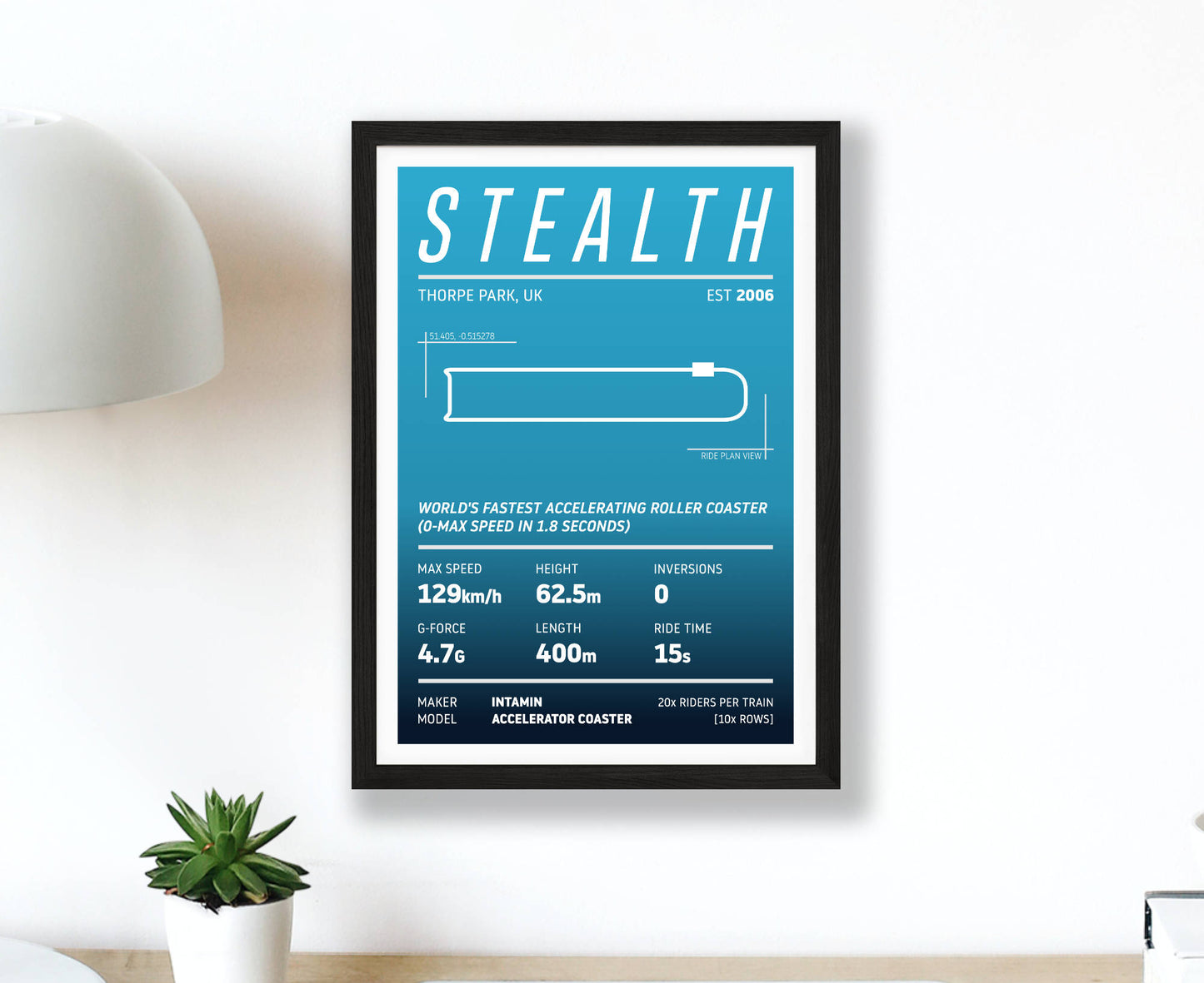 Stealth Roller Coaster Stats Print