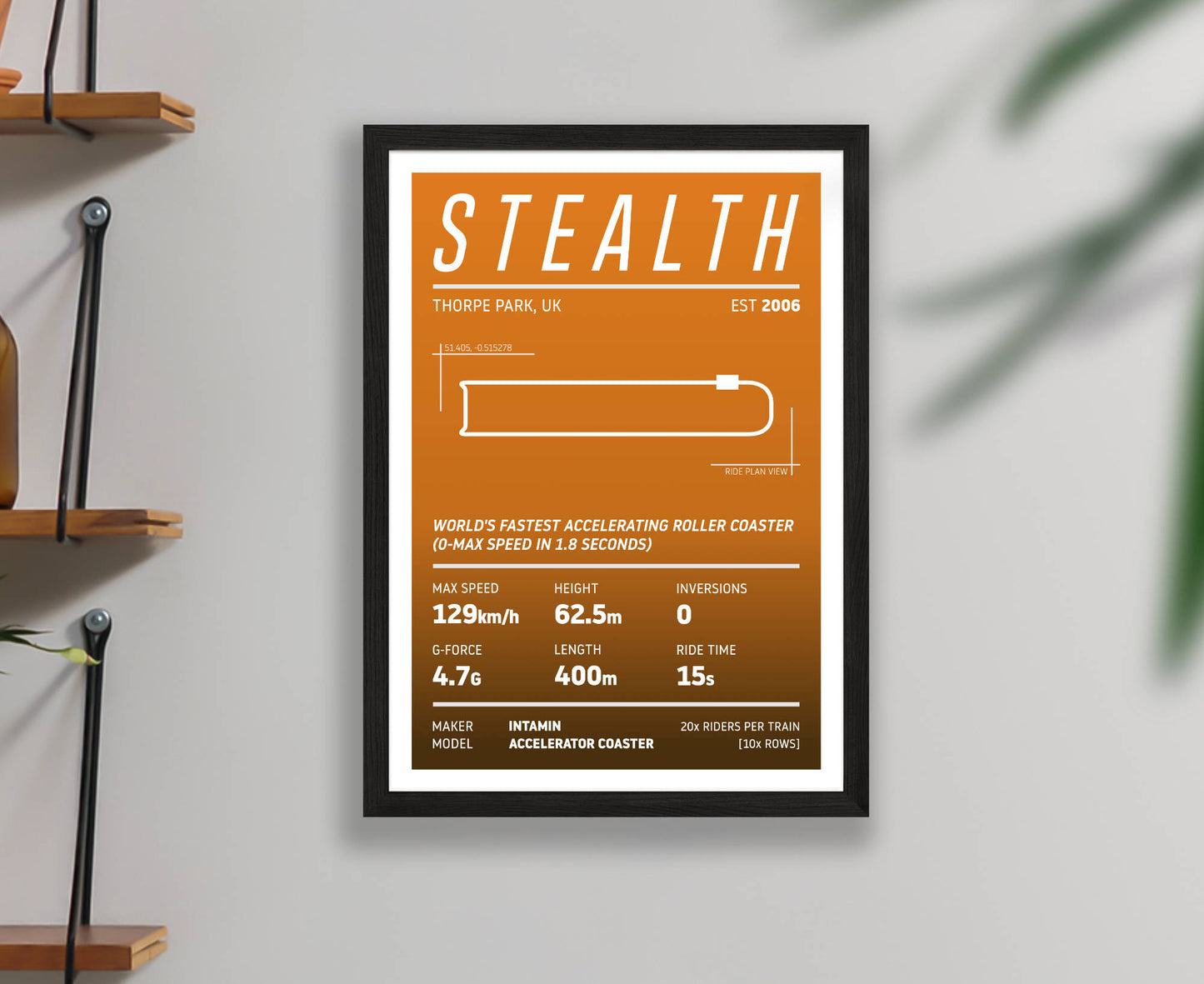 Stealth Roller Coaster Stats Print