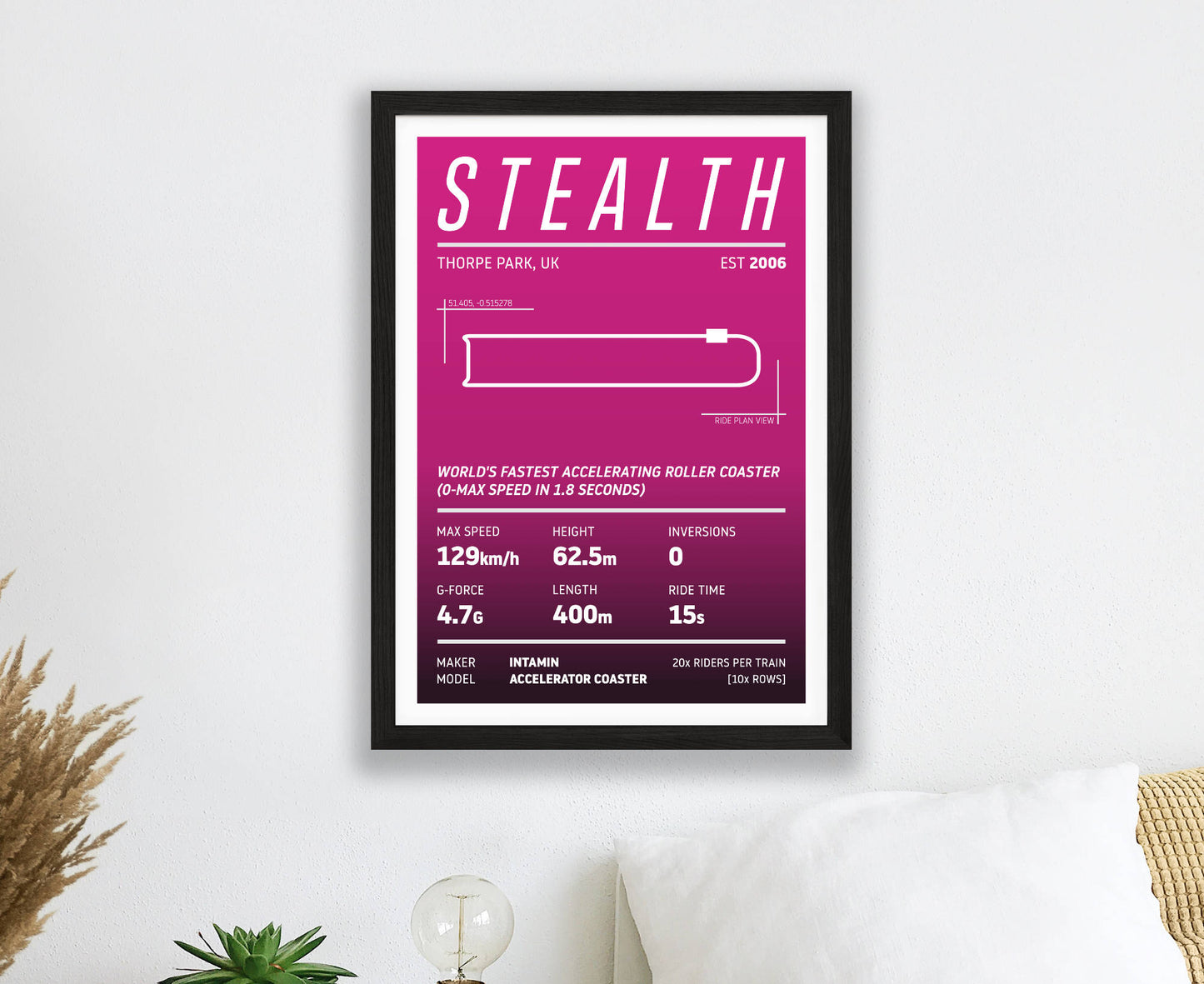 Stealth Roller Coaster Stats Print