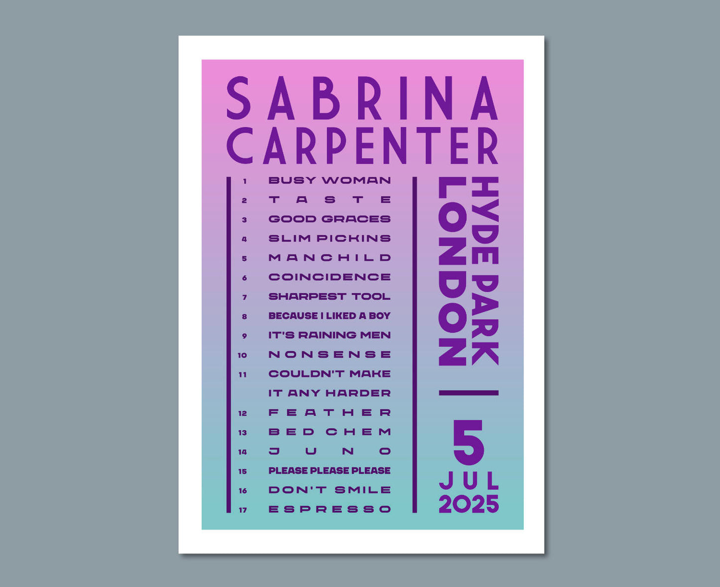 Sabrina Carpenter 2025 UK tour design