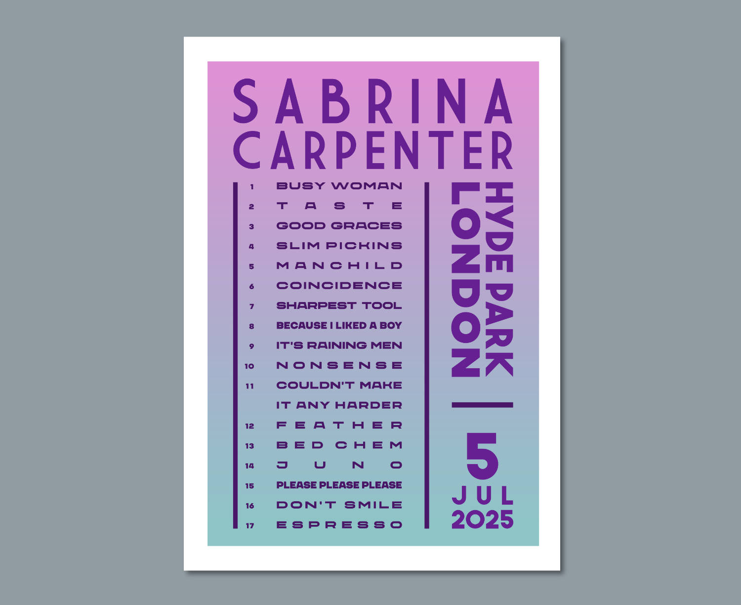 Sabrina Carpenter 2025 UK tour design
