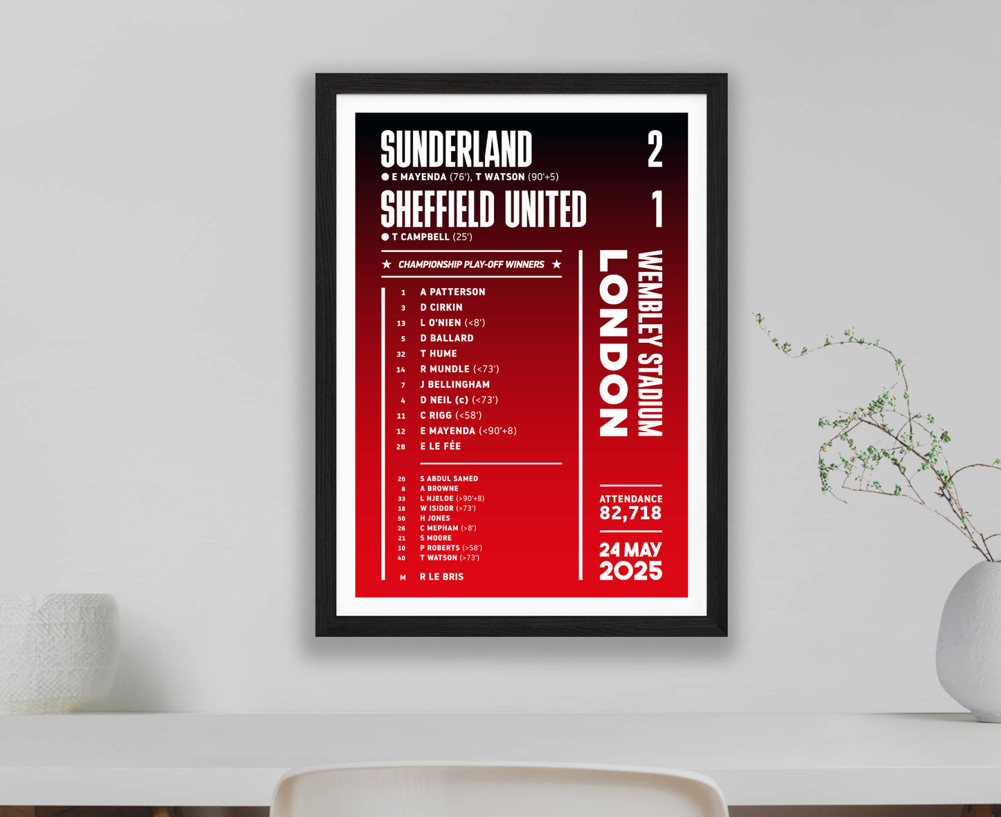 Sunderland 2025 Play-off Final Lineup Poster