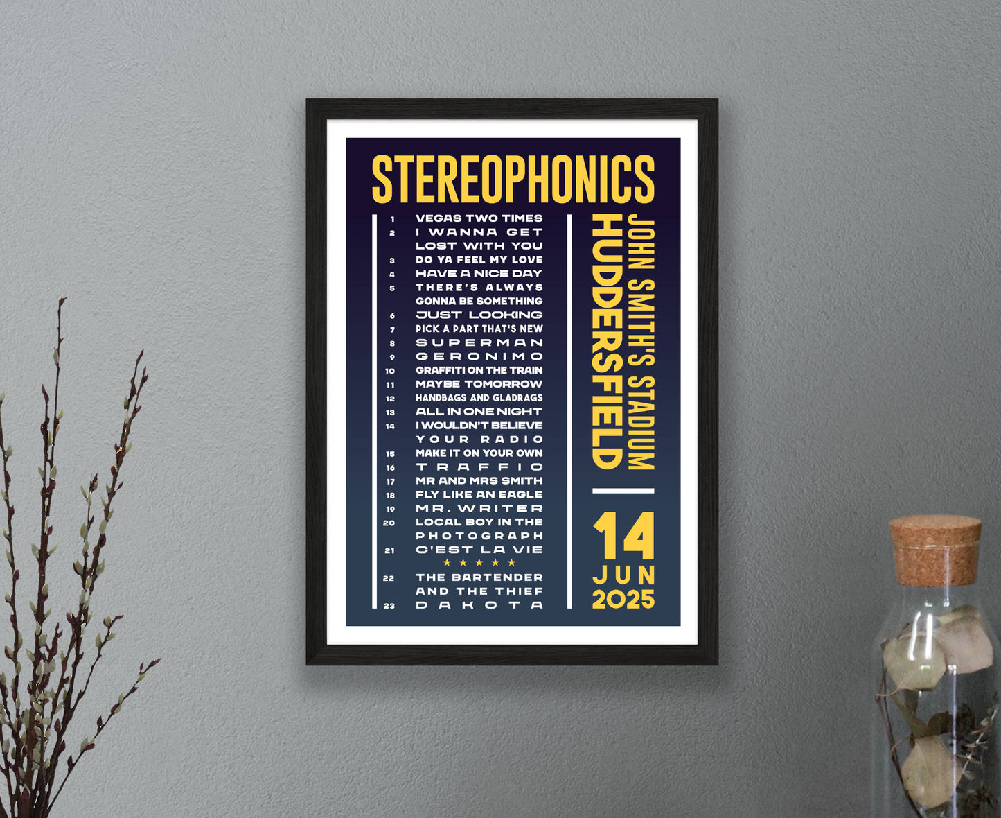 Stereophonics 2025 Tour Setlist Poster