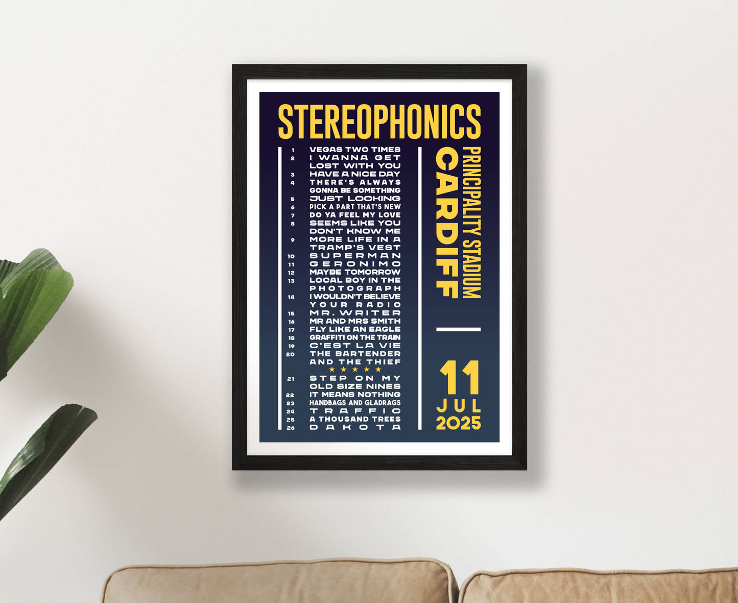 Stereophonics 2025 Tour Setlist Poster