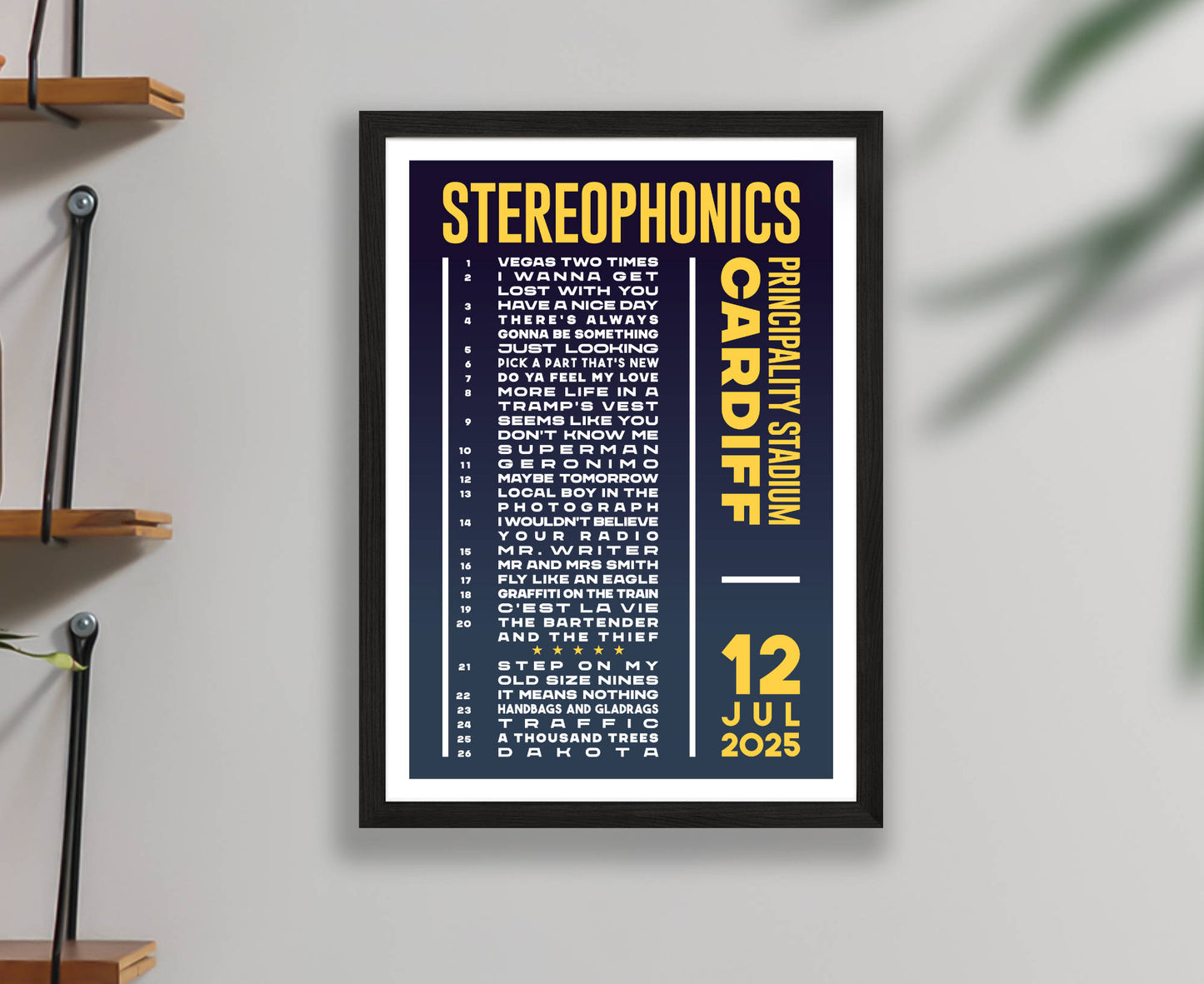 Stereophonics 2025 Tour Setlist Poster