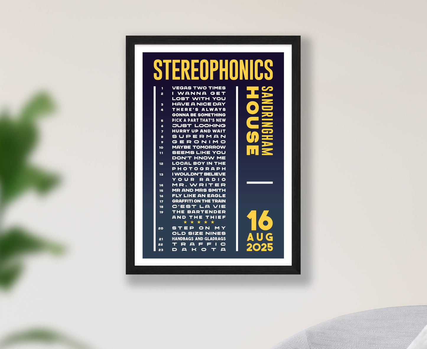 Stereophonics 2025 Tour Setlist Poster