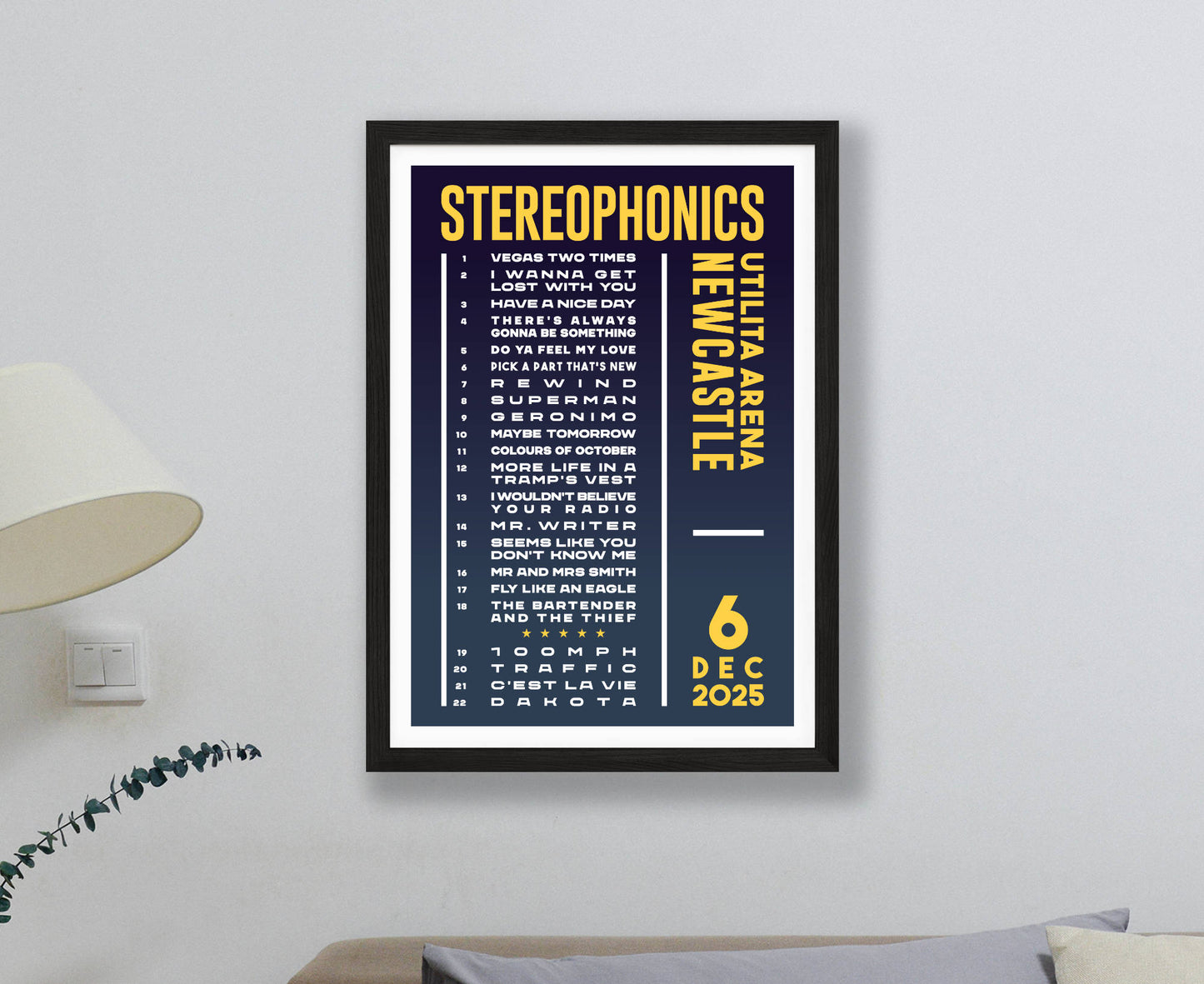 Stereophonics 2025 Tour Setlist Poster