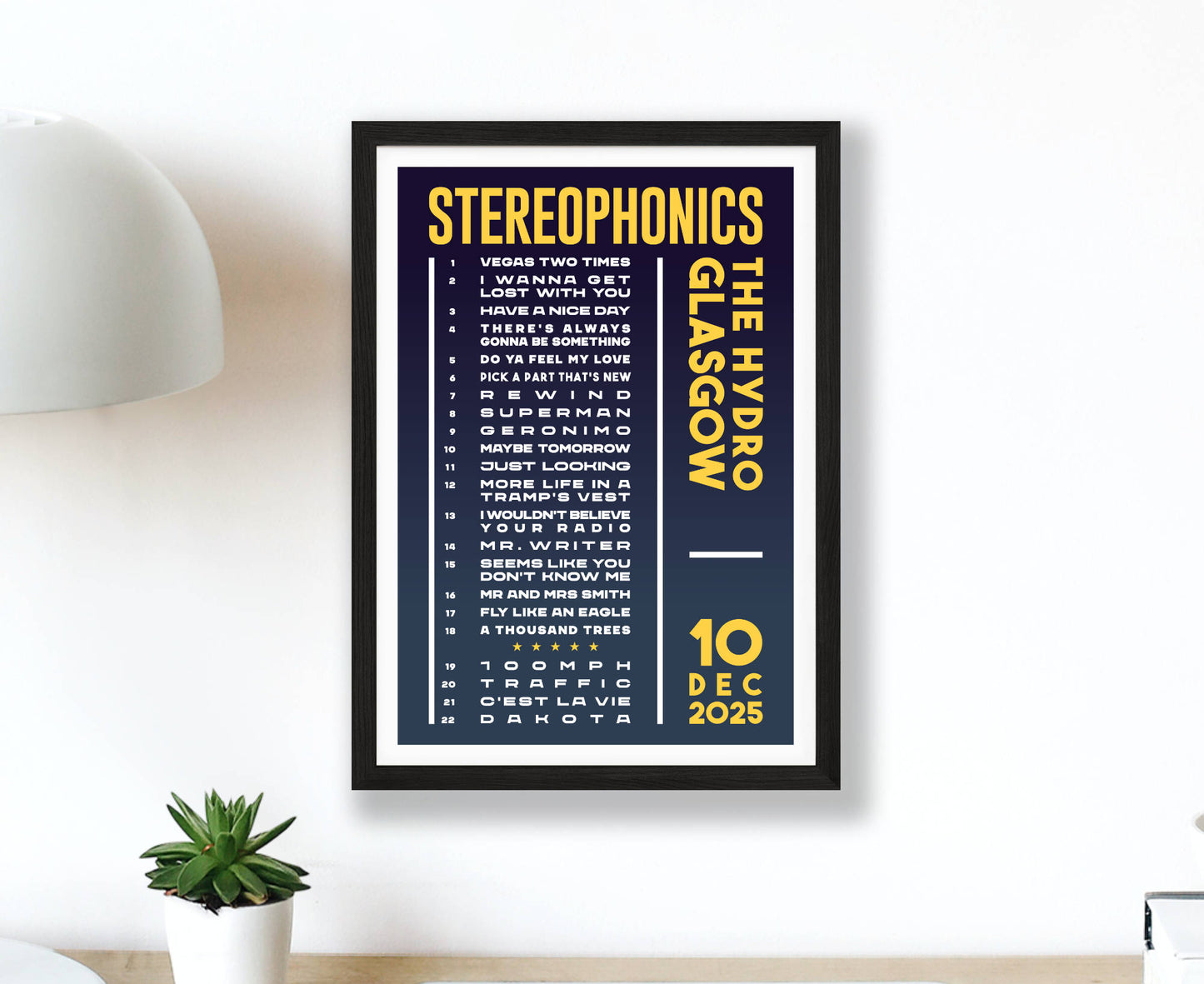 Stereophonics 2025 Tour Setlist Poster