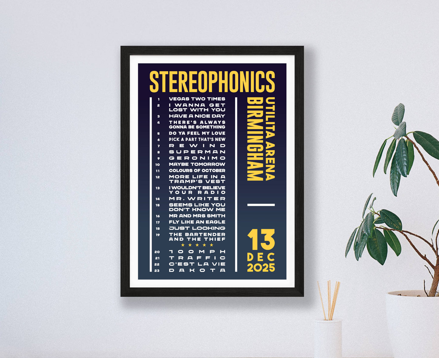 Stereophonics 2025 Tour Setlist Poster