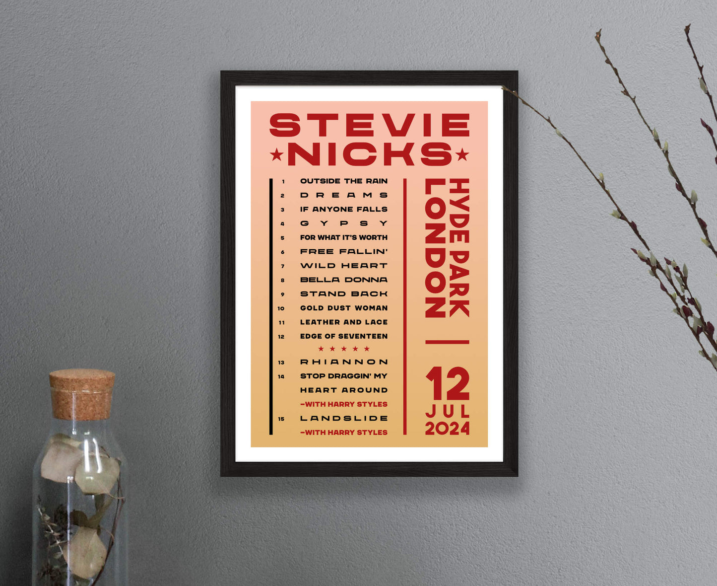 Stevie Nicks 2024 Tour Setlist Poster