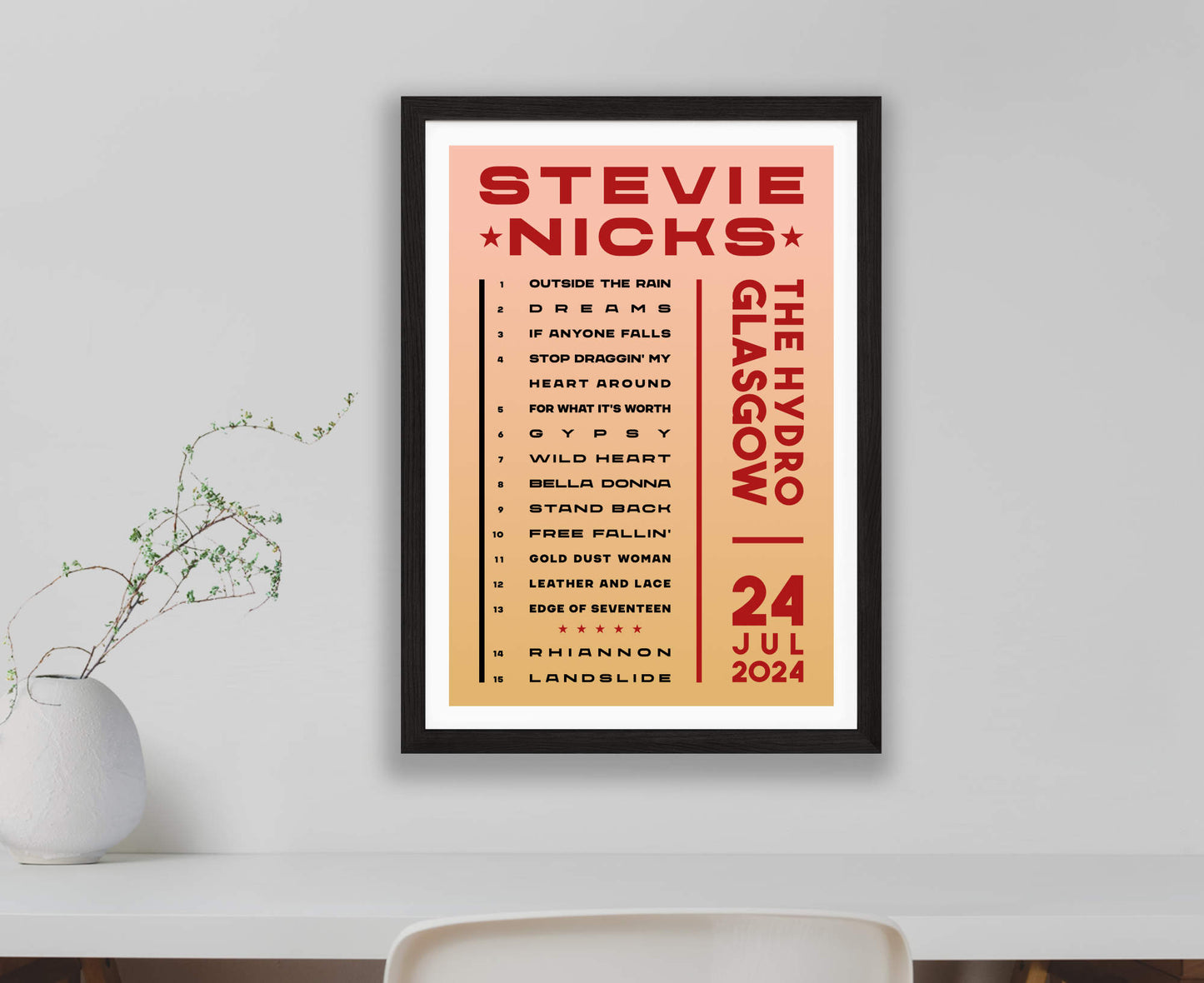 Stevie Nicks 2024 Tour Setlist Poster