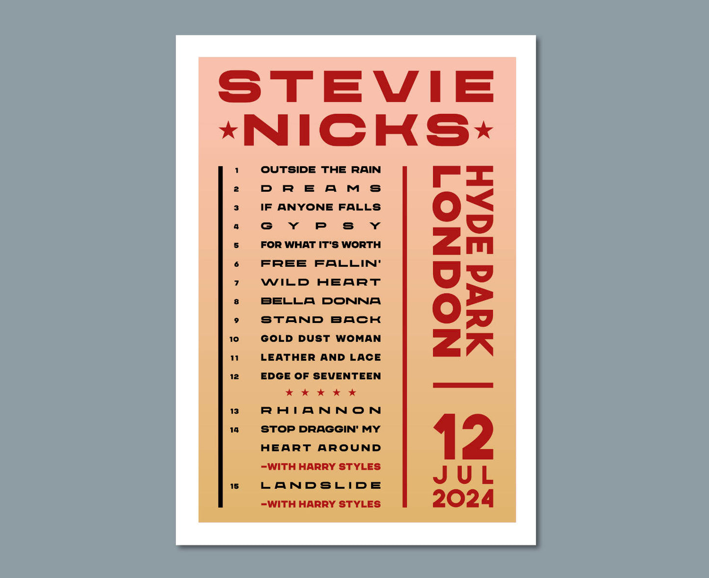 Stevie Nicks UK Tour Poster Print