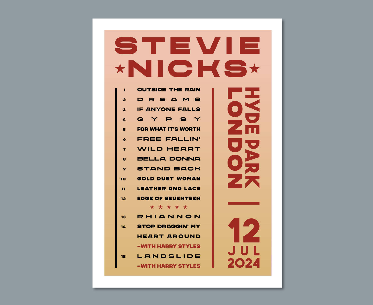 Stevie Nicks UK Tour Poster Print