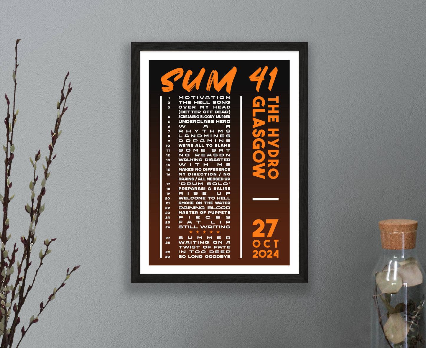 Sum 41 2024 Tour Setlist Poster