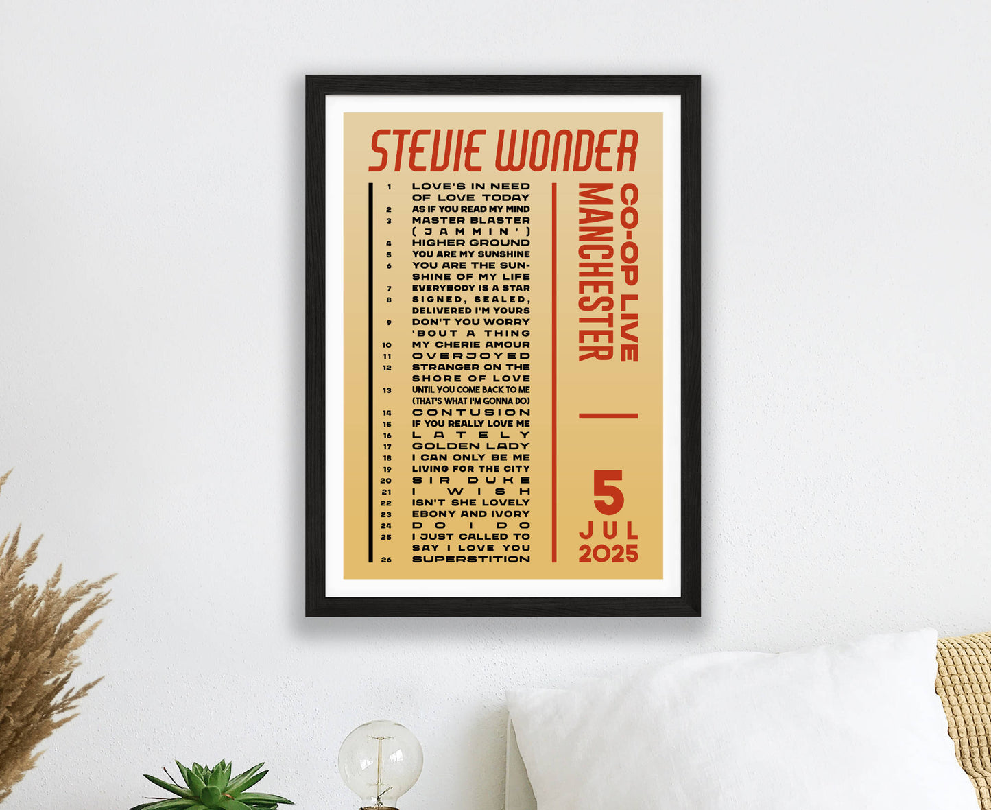 Stevie Wonder 2025 Tour Setlist Poster