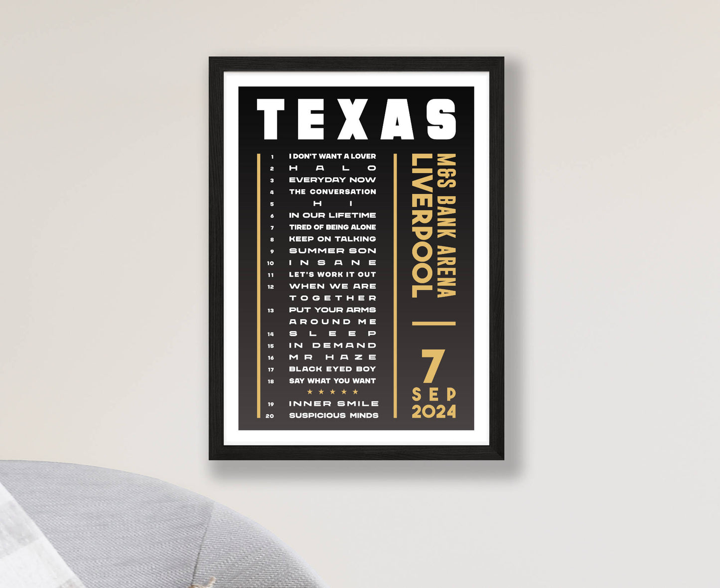 Texas 2024 Setlist Poster