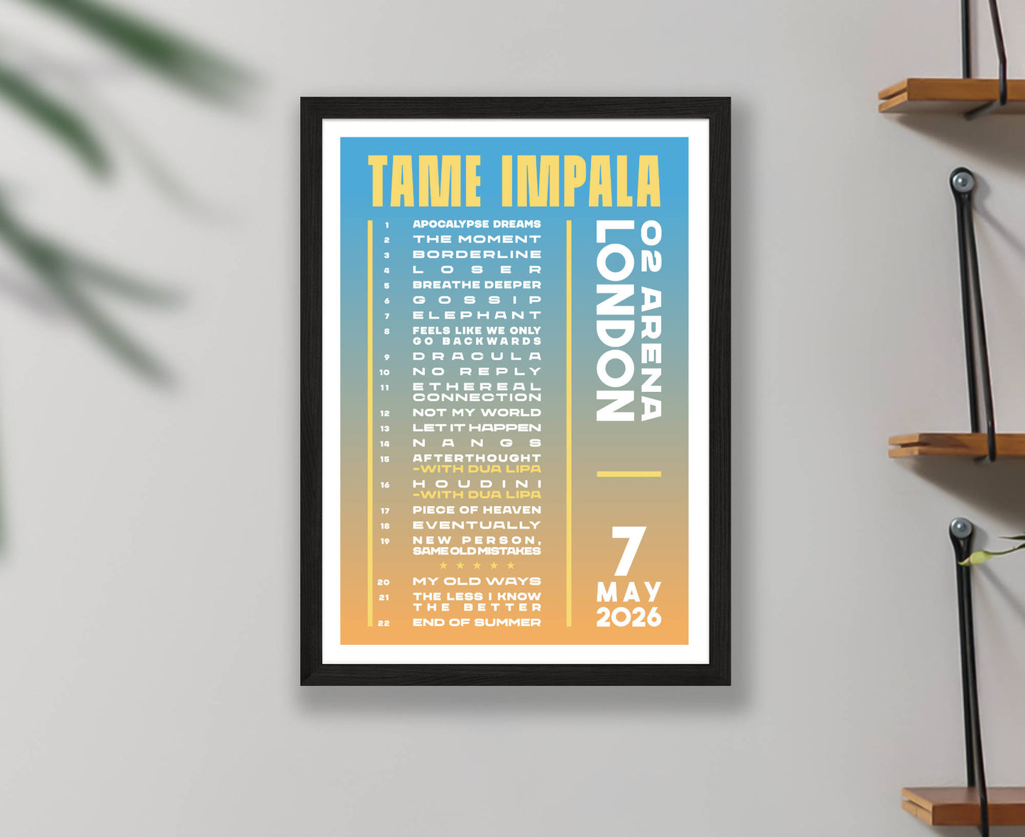 Tame Impala 2026 Tour Setlist Poster