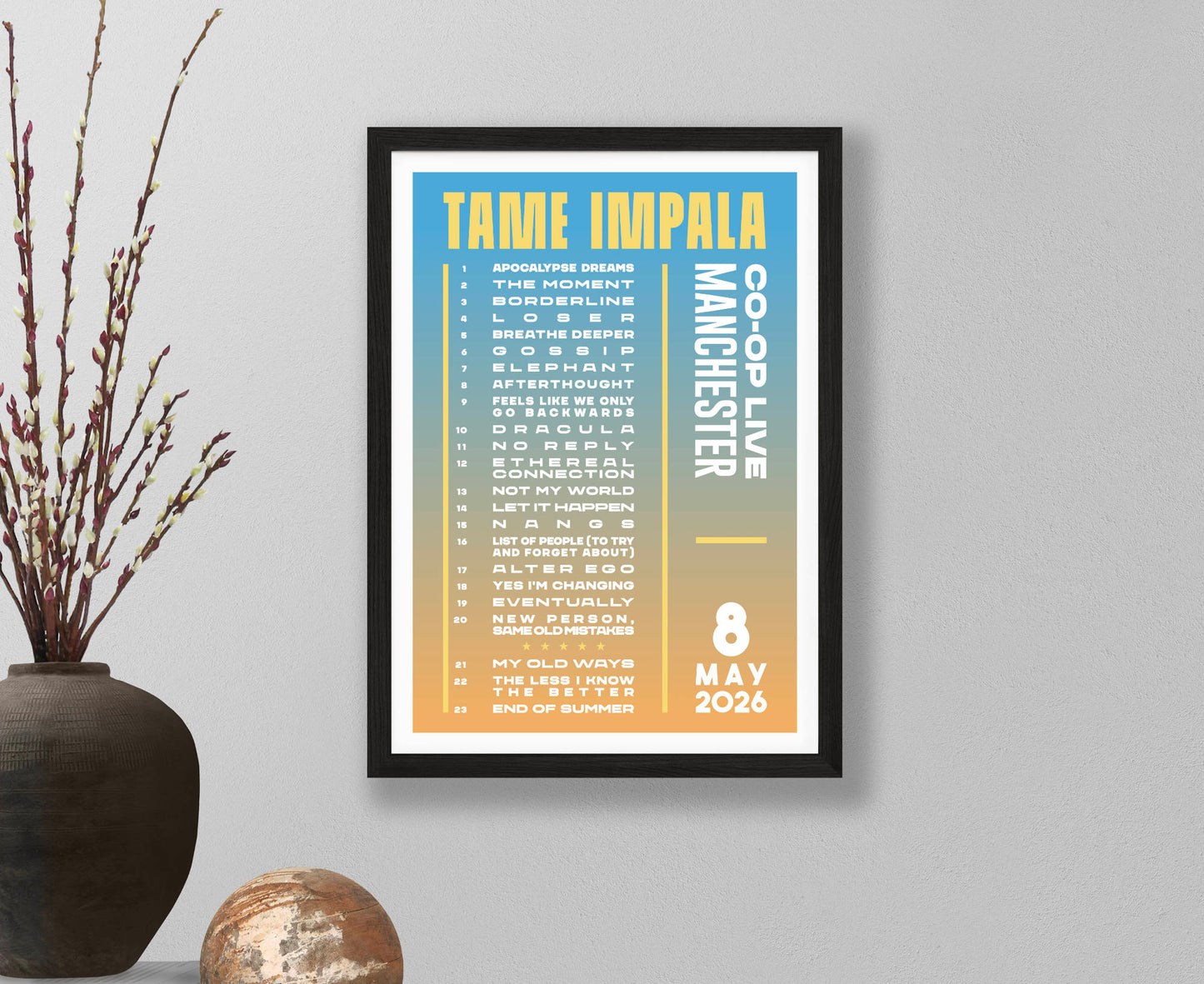Tame Impala 2026 Tour Setlist Poster