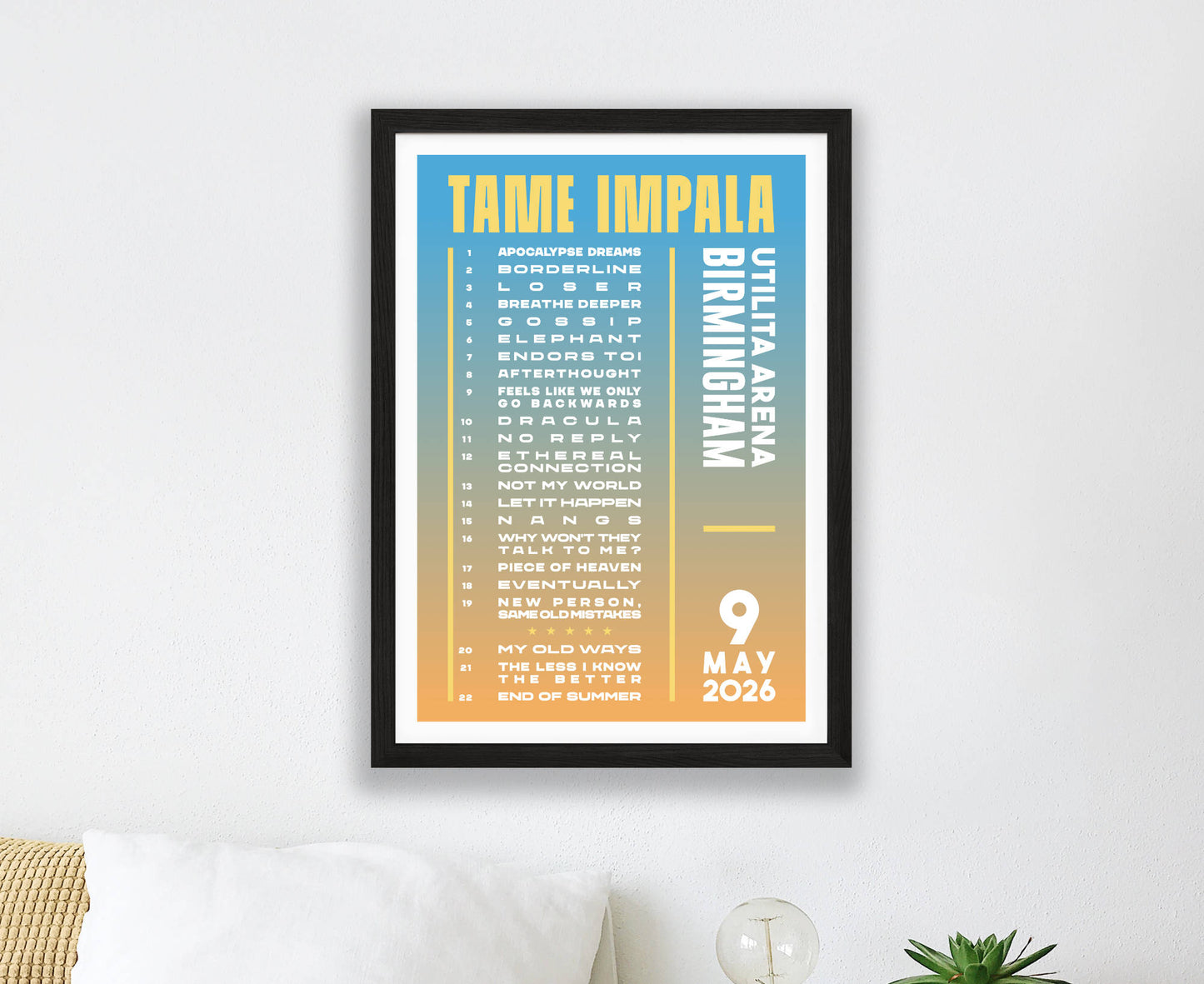 Tame Impala 2026 Tour Setlist Poster