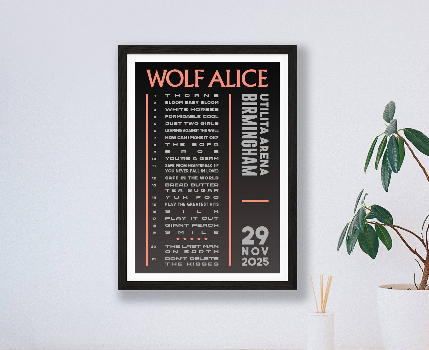 Wolf Alice 2025 Tour Setlist Poster