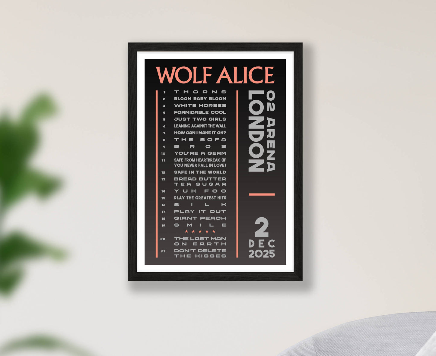 Wolf Alice 2025 Tour Setlist Poster