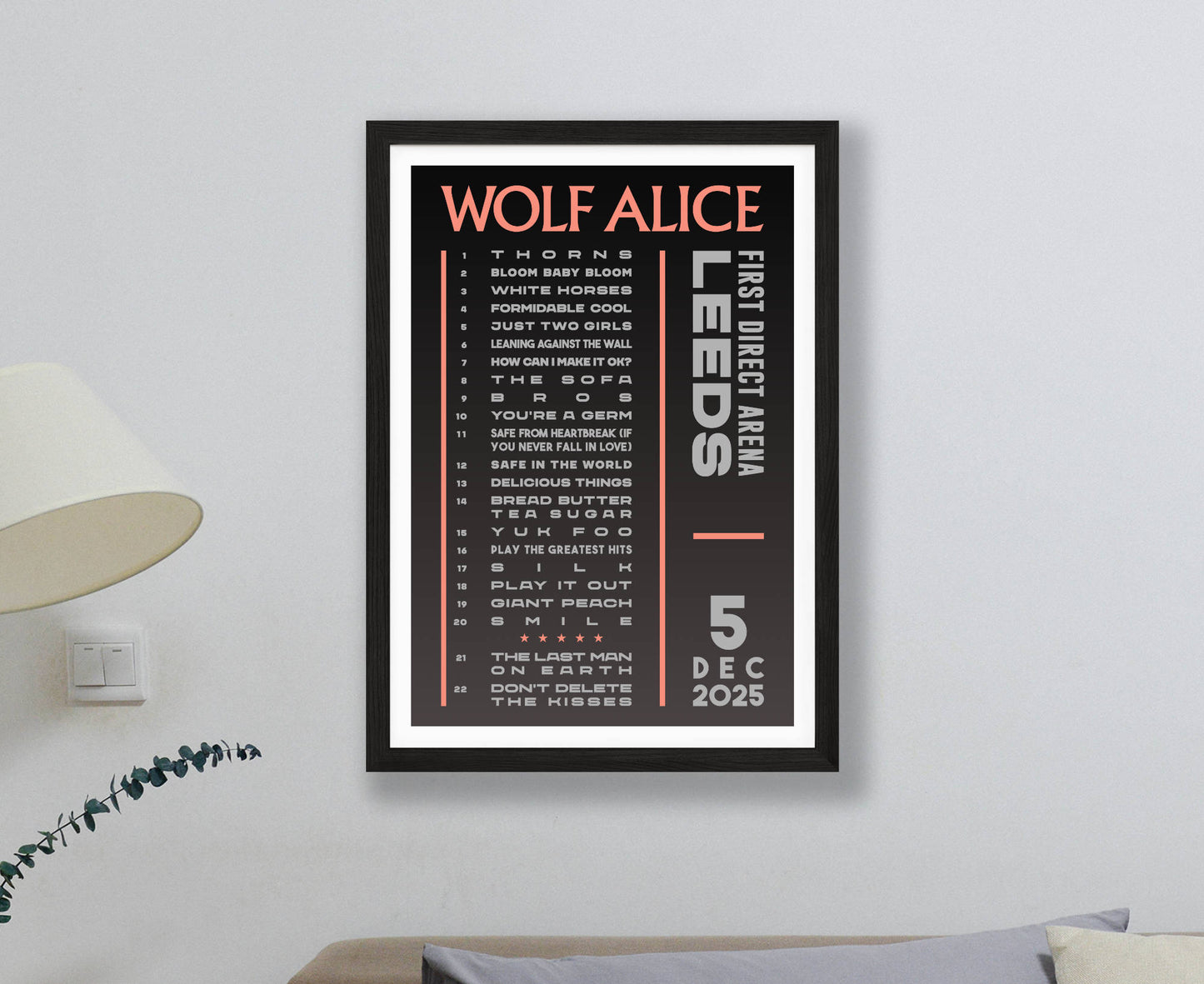 Wolf Alice 2025 Tour Setlist Poster
