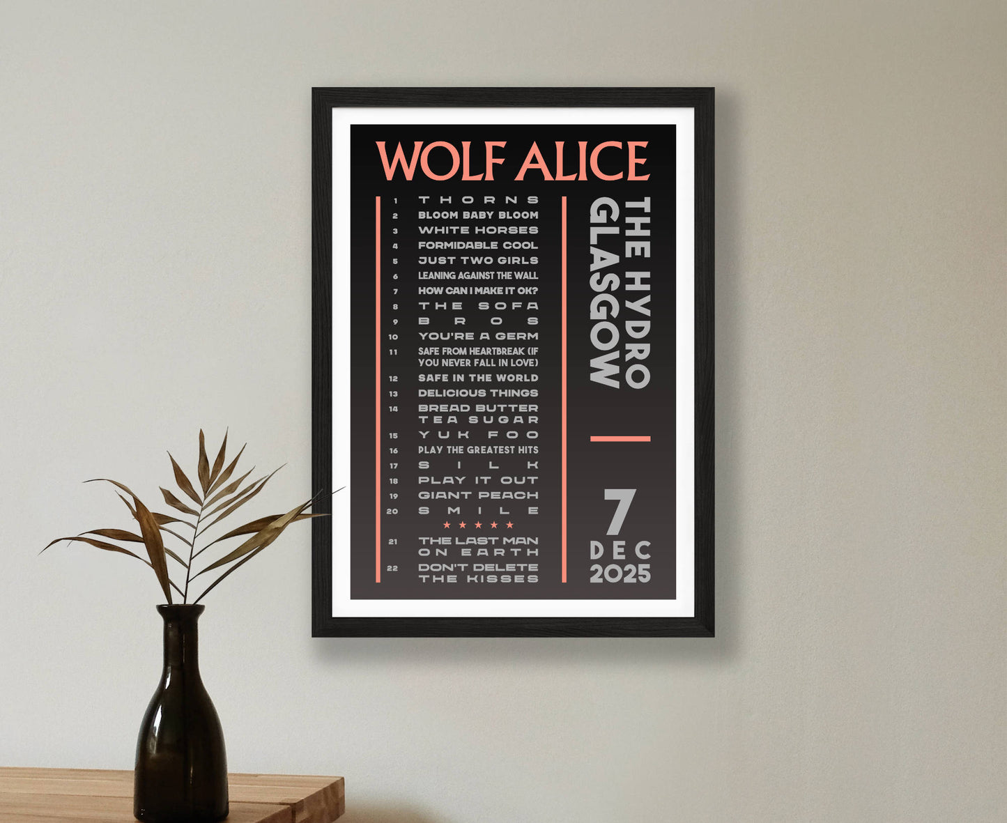 Wolf Alice 2025 Tour Setlist Poster
