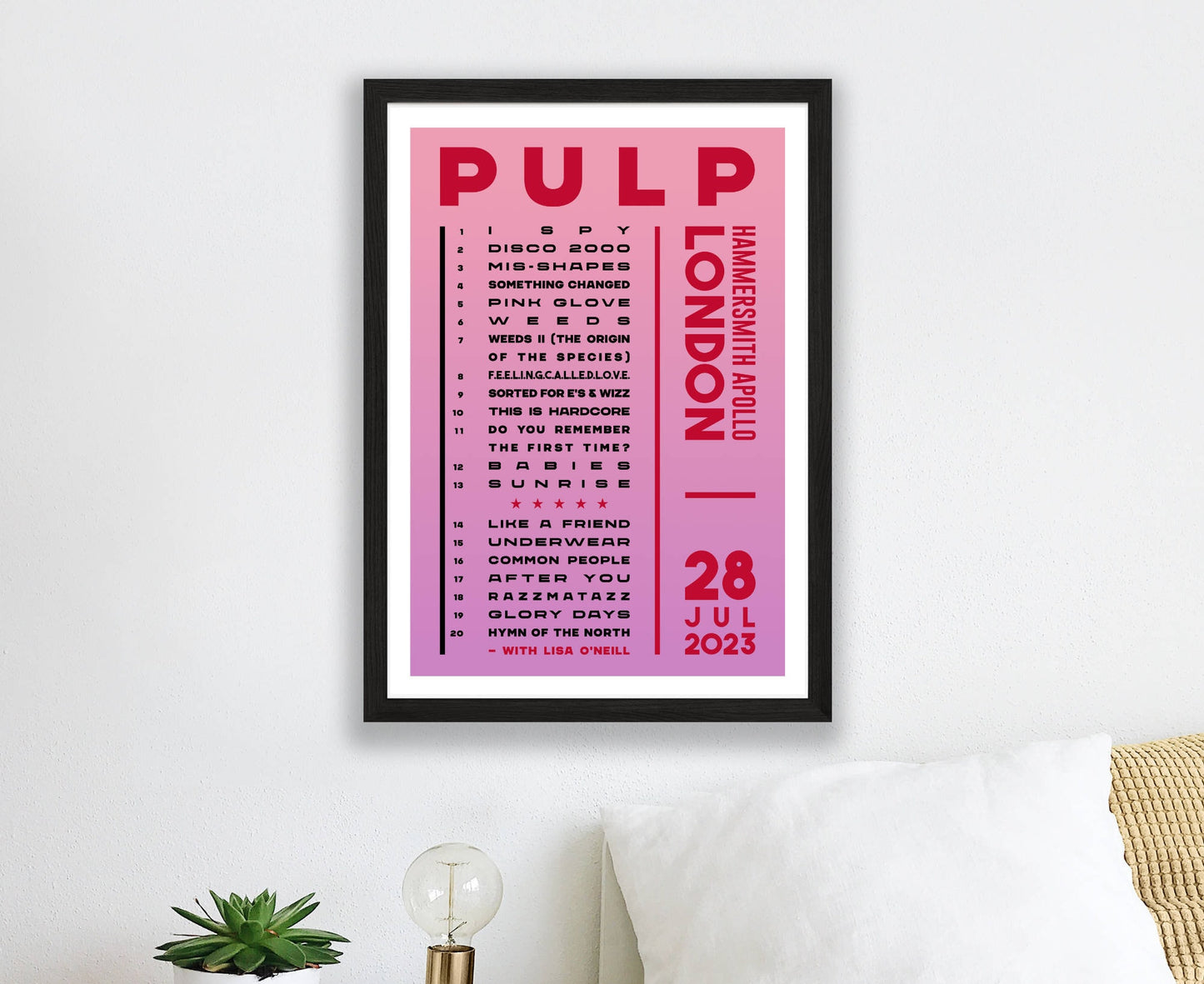 Pulp 2023 Tour Setlist Poster