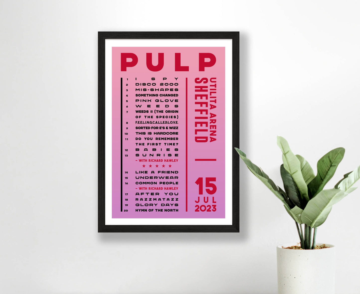 Pulp 2023 Tour Setlist Poster